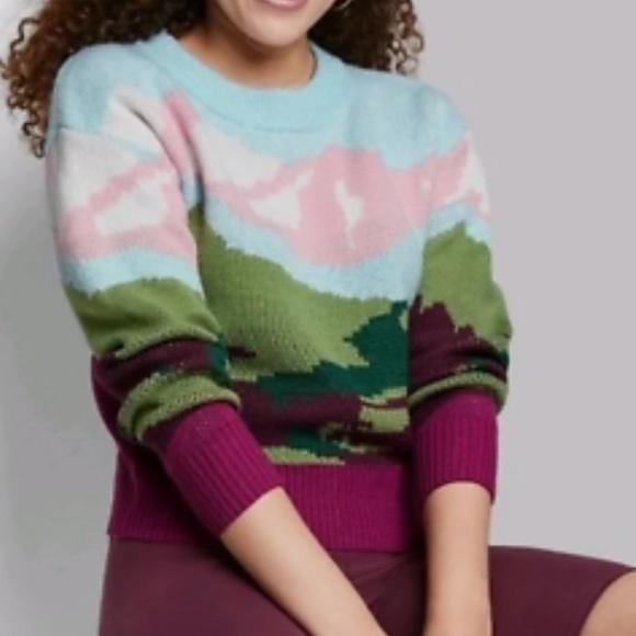 Wild Fable Sweater Crew Neck Landscape Size XS to Small NWT - Picture 3 of 12
